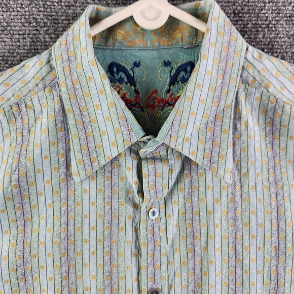 Robert Graham Men Multicolor Striped Geometric Long Sleeve Button Up Shirt ~Med - Picture 1 of 16